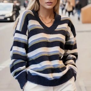 Women’s Striped Color Block Pullover Sweater. Size XL